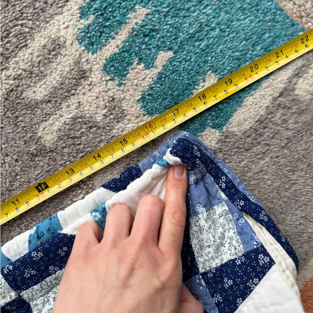 Blue Patchwork Wide-Leg Quilted Pants - Picture 7 of 10